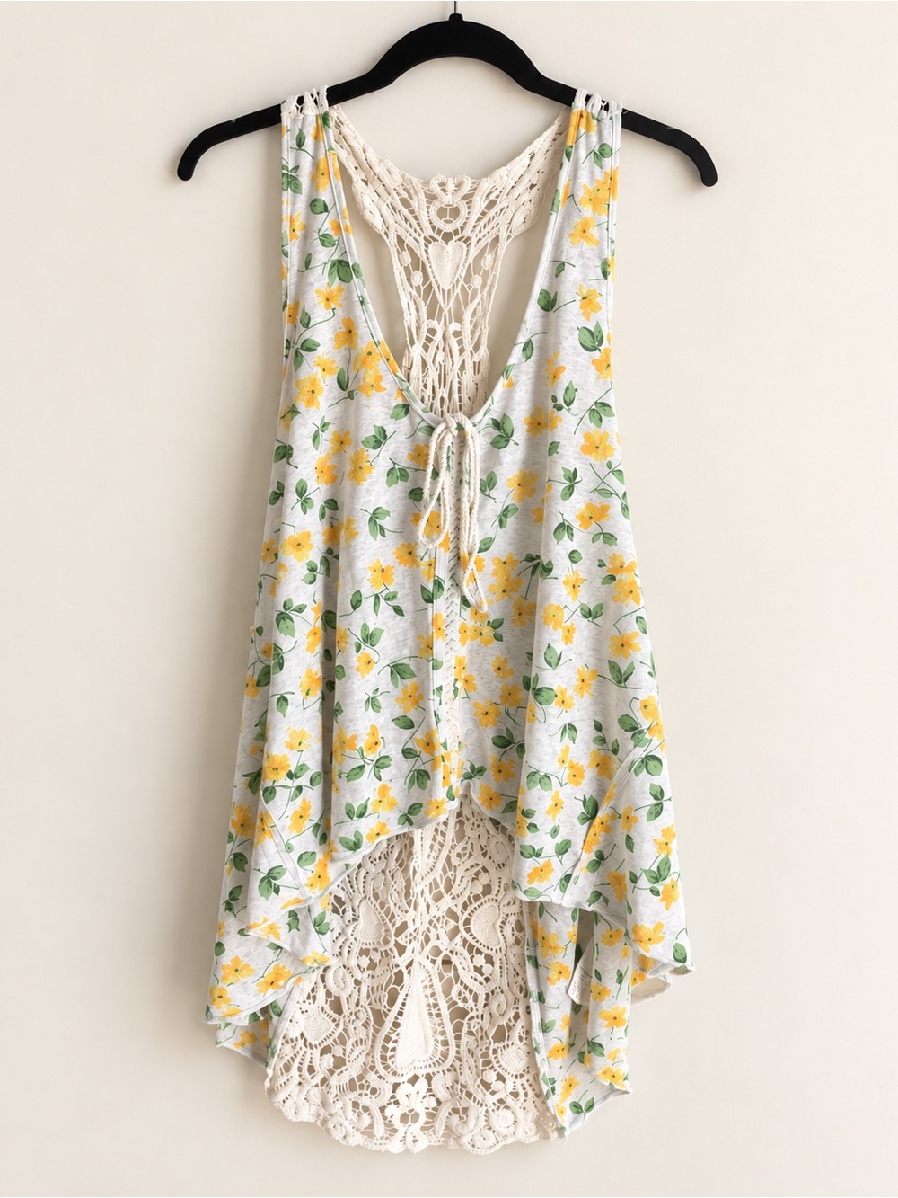 Free People Floral Crochet Lace Racerback Tank Top 🌼 Size S